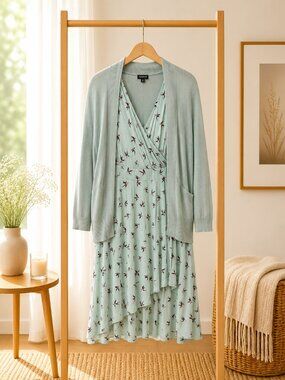 Torrid Mint Green Dress w Bird Print
